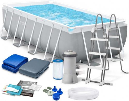 Бассейн каркасный прямоугольный (488х244х107см)+насос-фильтр,лестница,тент,подстилка 1 шт/упак 26792 - фото 7